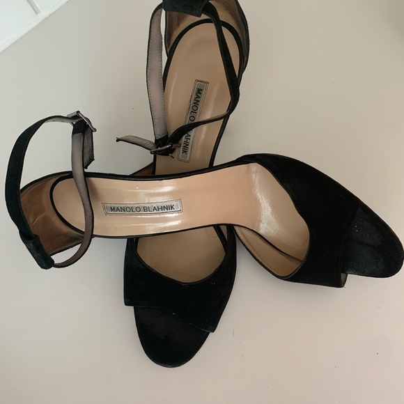 Manolo Blahnik Black Suede Ankle Strap Sandals - Picture 5 of 5